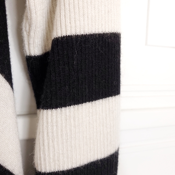 INC Cashmere Wool Striped Handkerchief Knit Top Large Petite LP Cozy Black White - Picture 3 of 11